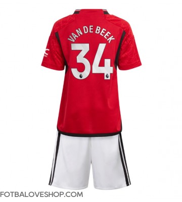 Manchester United Donny van de Beek #34 Dětské Domácí Dres 2023-24 Krátký Rukáv (+ trenýrky)